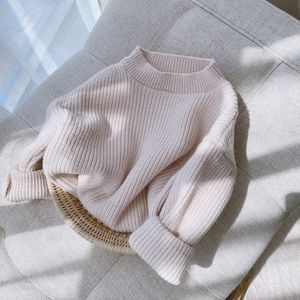 Pullover herfst winter kinderen baby meisje trui trui lange mouw crew nek stevige kleur breien tops brearwear warme kleding 0-6 jaar 221128