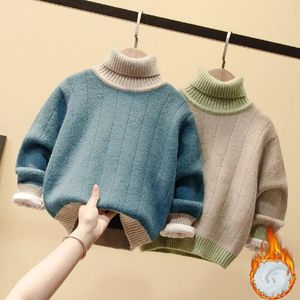 Pullover Automne hiver enfants garçons mode chaud épais tricoté col roulé pull vêtements pour enfants solide haut manches longues pulls C175 231115