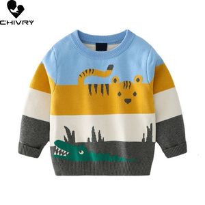 Pull automne hiver enfants pull garçons dessin animé Jacquard épais Oneck tricoté pull chandails hauts enfants vêtements 230801