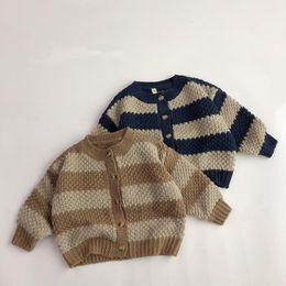 Pull automne hiver enfants pull rayé enfants vêtements tricot bébé garçons filles coton Costumes 230918