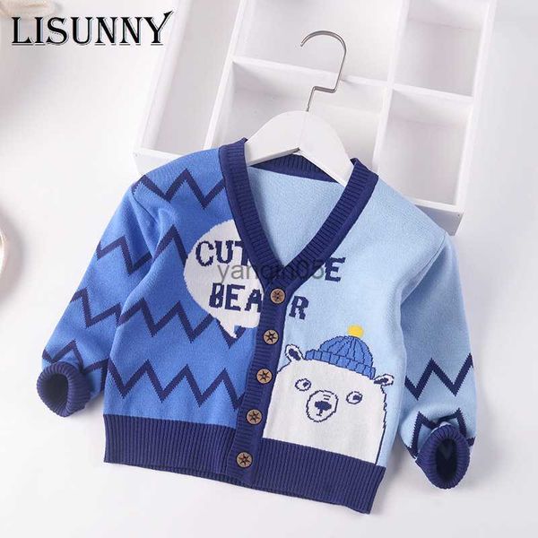 Pullover Baby Boys Sweater Cardigan Mabet 2023 Nouveau automne d'hiver pour tout-petit-petit-enfant enfants pulls kids tricot vêtements carton v-collier 1-7y hkd230719