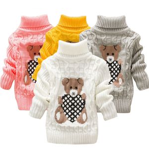 Pull bébé dessin animé ours décontracté basique pull ras du cou épais enfants slouchy doux chaud laine vêtements pour garçons filles automne hiver chandails 221115