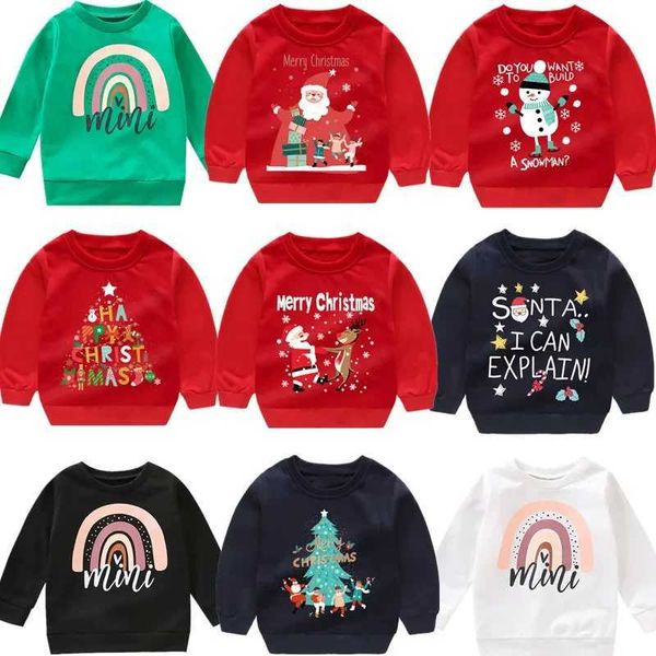 Jersey Baby Girl Ropa de abrigo de invierno 2-6T Niña pequeña Traje de fiesta de Navidad rojo Niños Papá Noel Sudaderas con capucha estampadas Sudaderas para niños L2401