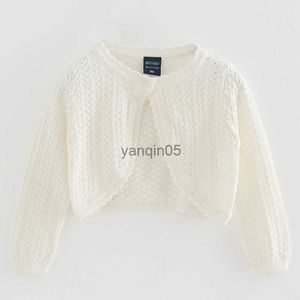 Pull bébé filles à manches longues solide tricot Cardigan haussement d'épaules chandails pour fête d'anniversaire été châle veste BC961 HKD230719