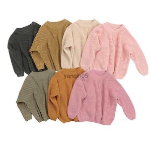 Trui Baby Meisjes Lange Mouw Trui Herfst Winter Peuter Kids Jongens Effen Kleur Warm Sweatshirt Tops Kabel Gebreide Trui HKD230719