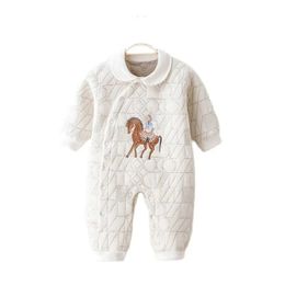 Jersey Baby Romper Footies Pijamas para 0 24M Nacido Girl Boy Ropa Mangas largas Botones Monos infantiles Monos de algodón TZ688 231027