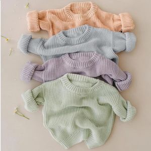 Pullover Baby Sweaters Autumn Winter Kids Boys Girls Long Sleeve Pure Color Knit Sweater Baby Kids Boys Girls Pullover Sweaters Clothes 231110