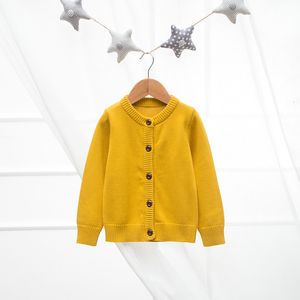 Pull Biniducling automne hiver pull pour bébé garçon filles solide cardigan pulls tricoté chaud unisexe enfant en bas âge enfant jaune vêtements 230823