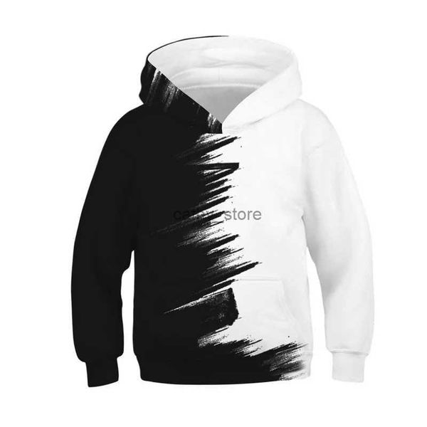 Pull Noir Blanc Paysages 3D Imprimer Enfants Sweats À Capuche Adolescent Sweat Garçon Fille Vêtements D'hiver Casual À Manches Longues Enfants Pull TopsL231215