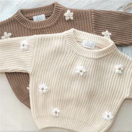 Jersey nacido bebé niñas invierno flor suéter ropa otoño nacido ropa infantil jersey tejido niños suéteres 230823