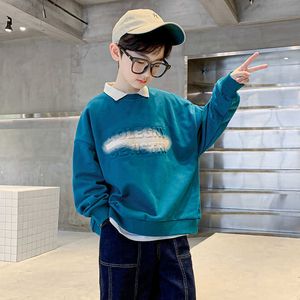 Pullover boys herfst Koreaanse stijl lange mouw t -shirt mode kinderen sweatshirts met letterpatroon solide tops kleding 220924