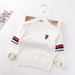Pull Version coréenne pour garçons pull monocouche enfants automne tricot pull mode enfants manteau de base filles rayé lettre pull 230901