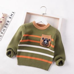 Pullover Jongens Gestreepte Trui Koreaanse Kinderkleding Herfst Baby Tops Trui Single Knitwear Meisjes Leuke Truien Kinderjas 230826