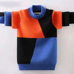 Trui Jongens Trui Herfst Winter Kinderen Truien voor Jongens Gebreide Warme Tops Tienerkleding Mode Kleur Patchwork Kindertruien 231114