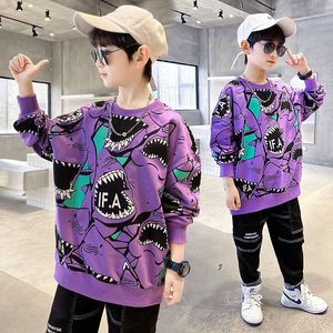 Pull Cartoon Printemps Enfants Garçons Sweatshirts Coton Adolescent Lettre Imprimer Sport Manteau Automne Bébé Pull Enfants Lâche Top 220924