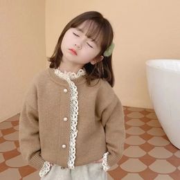 Pull enfants vêtements printemps automne filles tricot Cardigan Style coréen fille bébé pull tenue décontracté solide pull tricoté 231017