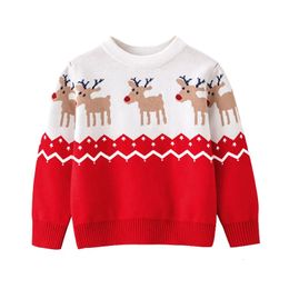 Jersey Ropa para niños Otoño e invierno Suéter de Navidad para niños y niñas Suéter tejido de alce de dibujos animados 231215