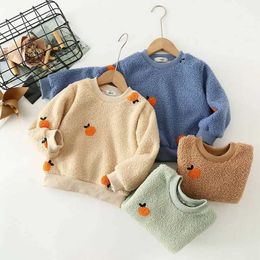 Pullover Kindertrui met print Patroonontwerp Peuterkleding Kinderen Teddy Fleece Warm sweatshirt voor babyjongens Meisjes 2-10 YL2401