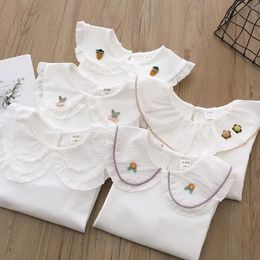 Pull chemises pour enfants école filles blanc à manches longues dentelle enfants chemise bébé enfant en bas âge adolescent décontracté enfants vêtements 231018