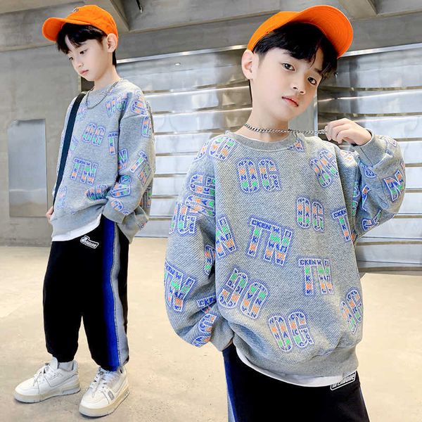 Jersey Niños Primavera Otoño Sudadera Moda Estampado Algodón Niños Tops de manga larga Casual Coreano Adolescente Niños Ropa 6 8 10 12 220924