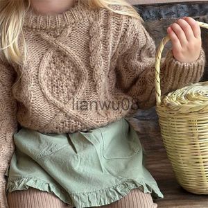 Pullover Children Sweater 2023 Autumn Winter Loose Boys and Girls Retro Knitwear Solid Color Casual Simple Fashionable Kids Sweater X0818