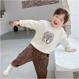 Pullover Children Sweater Lion Boys pulls Prillers Automne adolescent Cardigan pour vêtements Coton Toddler Baby Plover Knitwear 210308 Drop de Dhsdx