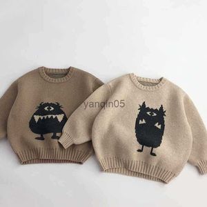 Pull Enfants Hiver Drôle Petits Monstres Pull Garçons Cool Personnalité Pull Tricots Tops Vintage Simple Doux Chandails Pour Fille HKD230719