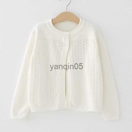 Pull Coton Filles Cardigan Survêtement Adolescent Enfants Bleu Manteau Blanc Shrug Pull Enfants Toddler Vêtements pour 2-11 Ans Casuales HKD230719