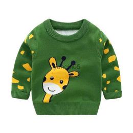 Pull girafe vert garçons chandails coton chaud qualité enfants pull tricoté porter hiver automne vêtements pour enfants HKD230719