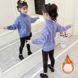 Pullover meisjes herfst trui hoge nek fleece winter verdikte pluche fleece bodem shirt herfstkleding voor kinderen peuter 8 12 jaar oud T221021