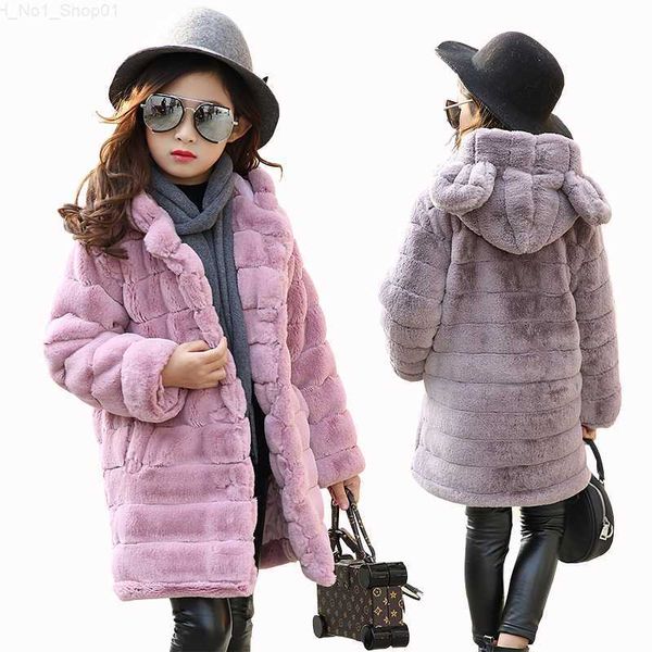 Pull filles hiver manteau de fourrure d'imitation 2020 filles épais fourrure manteau chaud vêtements pour enfants épais plus velours manteau en gros Z230724