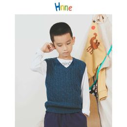 Pullover Hnne Kids Cable Knit Vest Vest de cuello en V 2022 Autumn Nuevo mangas MANEVELESS Unisex Boy Girlwear
