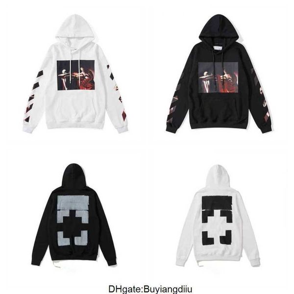 Jersey Hoodys Diseñadores Moda Offs Sudadera con capucha Streetwear para hombre para mujer Sudadera con capucha con estampados de letras Algodón Manga larga Ropa casual Negro Blanco BZHE