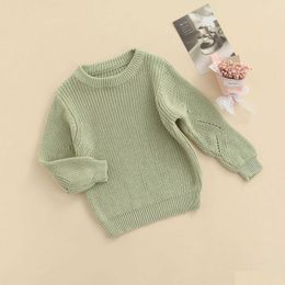 Jersey infantil color sólido suéter niños otoño invierno casual manga larga cuello redondo knit chorlito y1024 entrega de gota bebé maternidad dhvpx