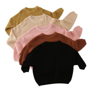 Pull-over pour bébé fille et garçon, pull en tricot solide, sweat-shirt chaud à col ras du cou, manches longues, vêtements d'automne et d'hiver 230826