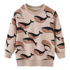 Pullor saut de saut à l'arrivée automne garçons filles sweatshirts de coton imprimé de baleine vendant des vêtements de sport à manches longues 221122