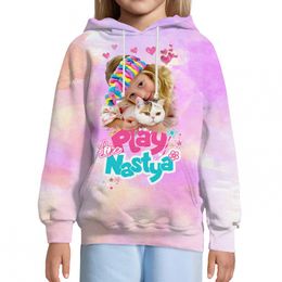 Pull Kawaii comme Nastya 3D Imprimer Sweats à capuche Filles Love Cat Cap Sweatshirts Enfants Dessin animé Pulls Printemps Vêtements Harajuku Streetwear 221122