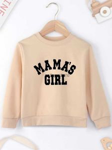 Trui Kaki Kindersweatshirts Comfortabel Hoge Kwaliteit Vier Seizoenen Dropship O Hals Babykleding Mama's Meisje Letters Kindertrui Losse TopsL231215