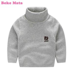 Pullover kinderen jongens winter 2022 casual gebreide coltrui voor meisjes warm dikker katoenen jongen truien kinderen kleding 0913