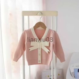 Posteos de ropa para niños Sweater Sweater Coats Spring Autumn Bow Patchwork Cardigan tejido para bebés Sweet Long manga larga ropa para niños x0818