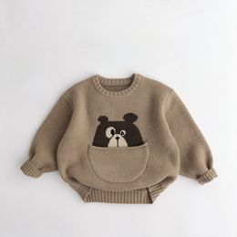 Pullover Kinderkleding Truien Cartoon Jongens Knitwear Koreaanse stijl Kinderen Uitloper Peuter Gebreide Trui Trui met lange mouwen Tops 230826