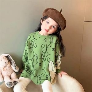 Pullover Kids Cute Rabbit Knit Sweaters para niñas Irregular O Neck Christmas Sweater Coat Toddler Baby manga larga 6 8 221128