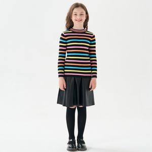 Pull enfants filles automne automne coloré pull tricoté rayé 4 à 14 ans enfants fille mode côtelé haut décontracté vêtements 220919