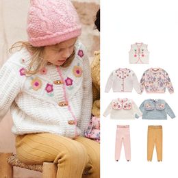 Pull enfants pull 2023 automne LM Style ethnique filles industrie lourde broderie fleurs col carré chaud 230906