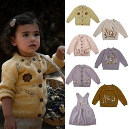 Pull enfants pull Shirley Bredal marque filles vêtements d'hiver automne enfant en bas âge Cardigan broderie coton doux bébé garçons hauts en tricot 230822