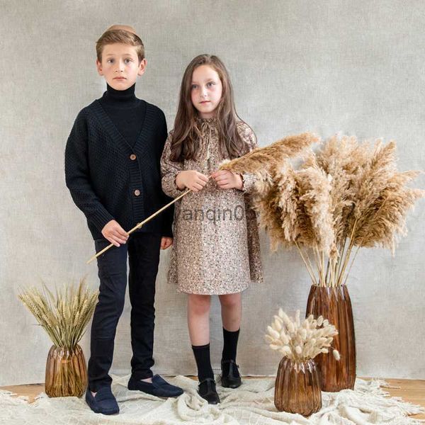 Pullover Kids Pullers Childre Treot Clothes Boys Filles Girls Wool Tricot Under Tops + Cardigan Baby Pantal