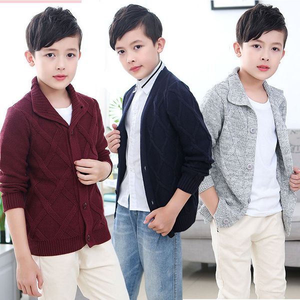 Pull Tricot Weave Années Automne Chaud Solide 210 Printemps Jacquard Ventes Cardigan Vieux Pull Enfants Garder Pour Couleur Garçons Vneck 230823