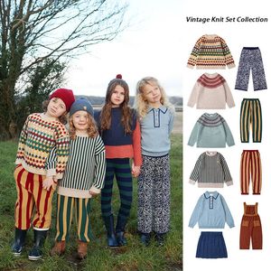 Trui Koreaanse Kinderen Truien Truien 2023 KP Herfst Winter Baby Jongens Meisje Gestreepte Trui Broek Kinderkleding Bovenkleding 231109