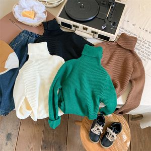 Pullover Koreaanse trui herfst en winter jongens meisjes effen kleur baby stretch halve col 230830
