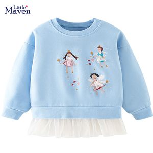 Pullover Little Maven Fashion Sweatshirt Blue Flower Fairy Pretty Tops Cotton Comfort en Lovely For Kids 27 Year 221125